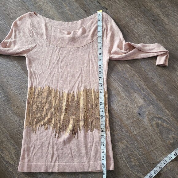 Boston Proper US Size XS Angora Blend Sequin Detail Boatneck 3/4 Sleeve Sweater - Picture 9 of 10